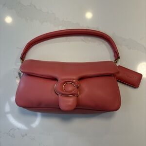 Coral Coach Tabby Leather Bag